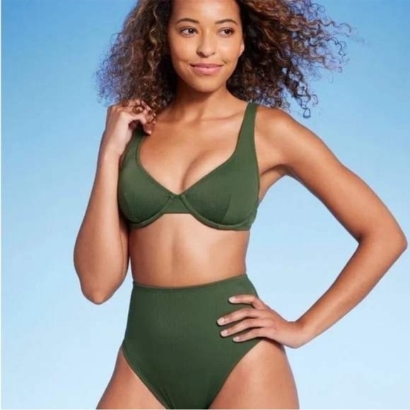 Shade & Shore Other - Women's Retro Ribbed Underwire Bikini Top
- Shade & Shore™ Dark Green 34 C
